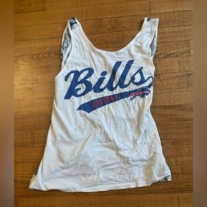 Girly Buffalo Bills football XL Women's White Tank gray flower flowy back
